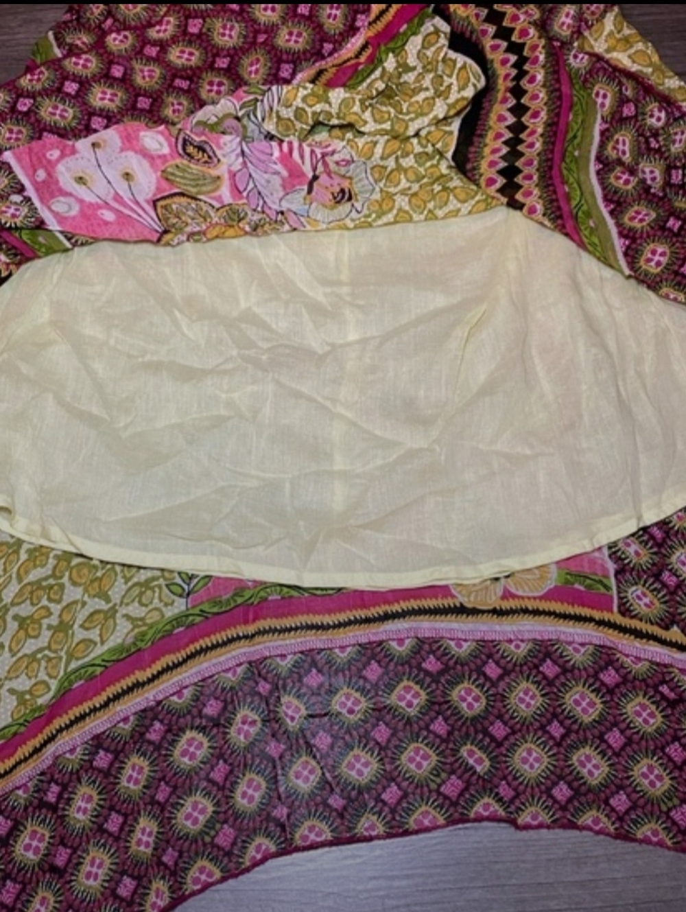 Bila Patchwork Midi Skirt in Yellow, Pink, Green and Brown - Picture 6 of 8